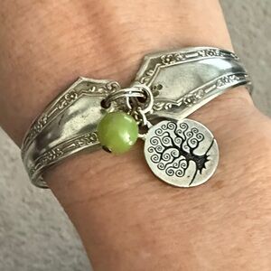 Upcycled Spoon Bracelet Tree of Life Boho Silver
